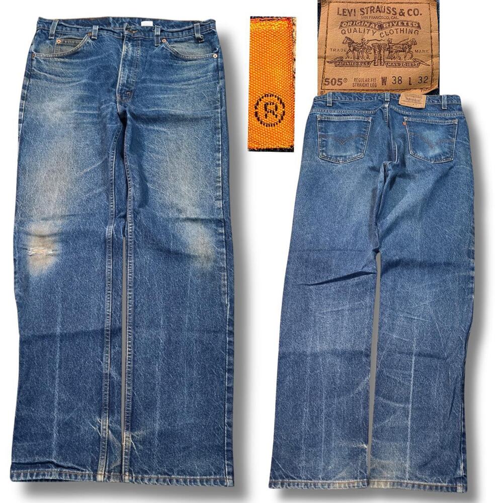 Vintage 90's Levi 505 R Tab, Orange Tab Jeans (37x32)